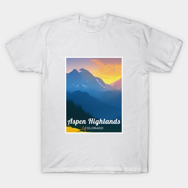 Aspen Highlands Colorado United States ski T-Shirt by UbunTo